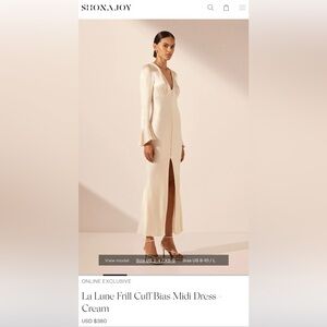 Shona Joy La Lune Frill Cuff Bias Midi Dress - Cream